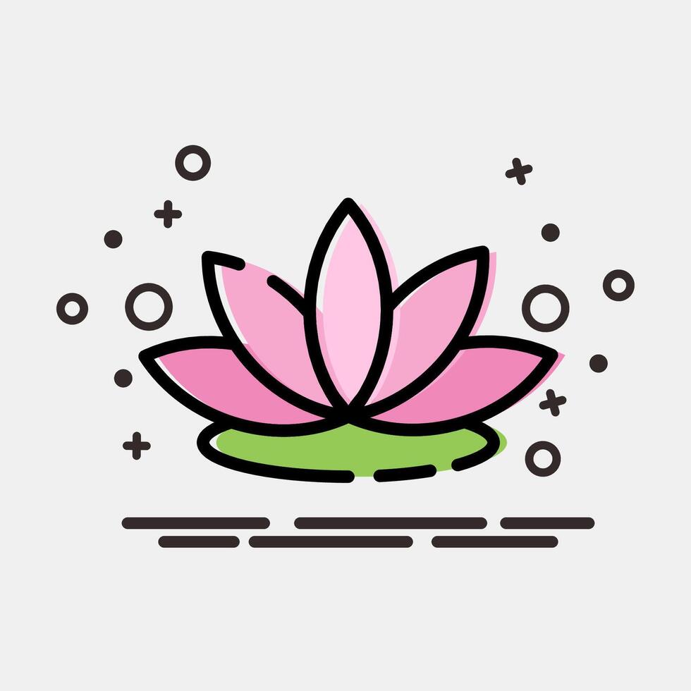 Icon lotus. Beautiful flowers elements. Icon in MBE style. vector