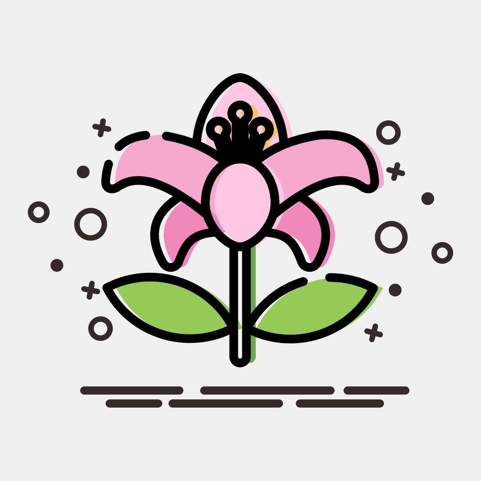 Icon lily. Beautiful flowers elements. Icon in MBE style. vector