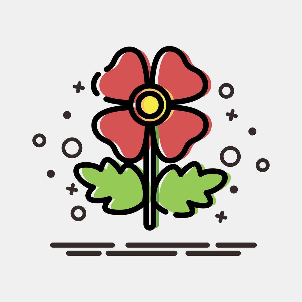 Icon poppy. Beautiful flowers elements. Icon in MBE style. vector