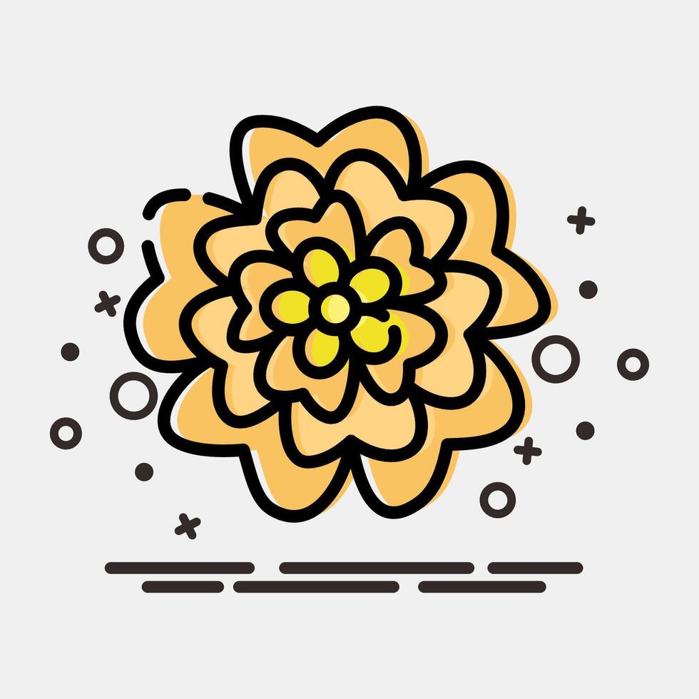 Icon marigold. Beautiful flowers elements. Icon in MBE style. vector