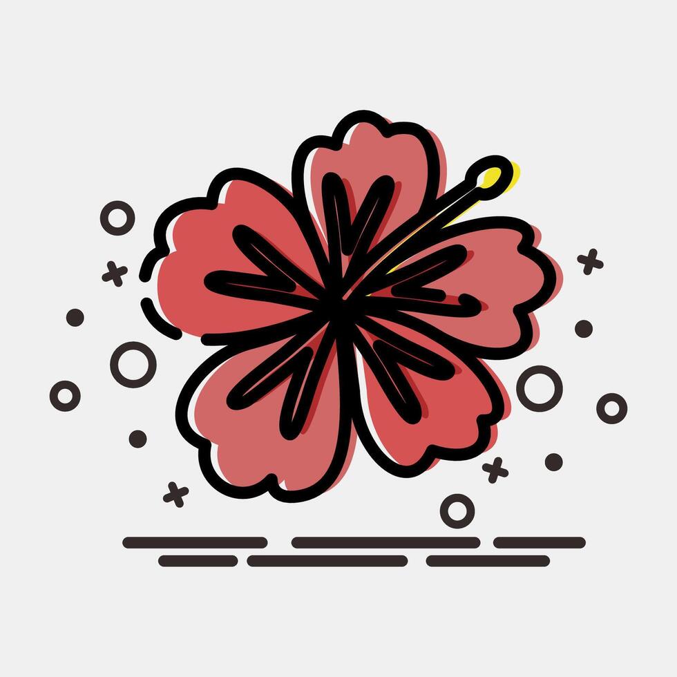 Icon hibiscus. Beautiful flowers elements. Icon in MBE style. vector