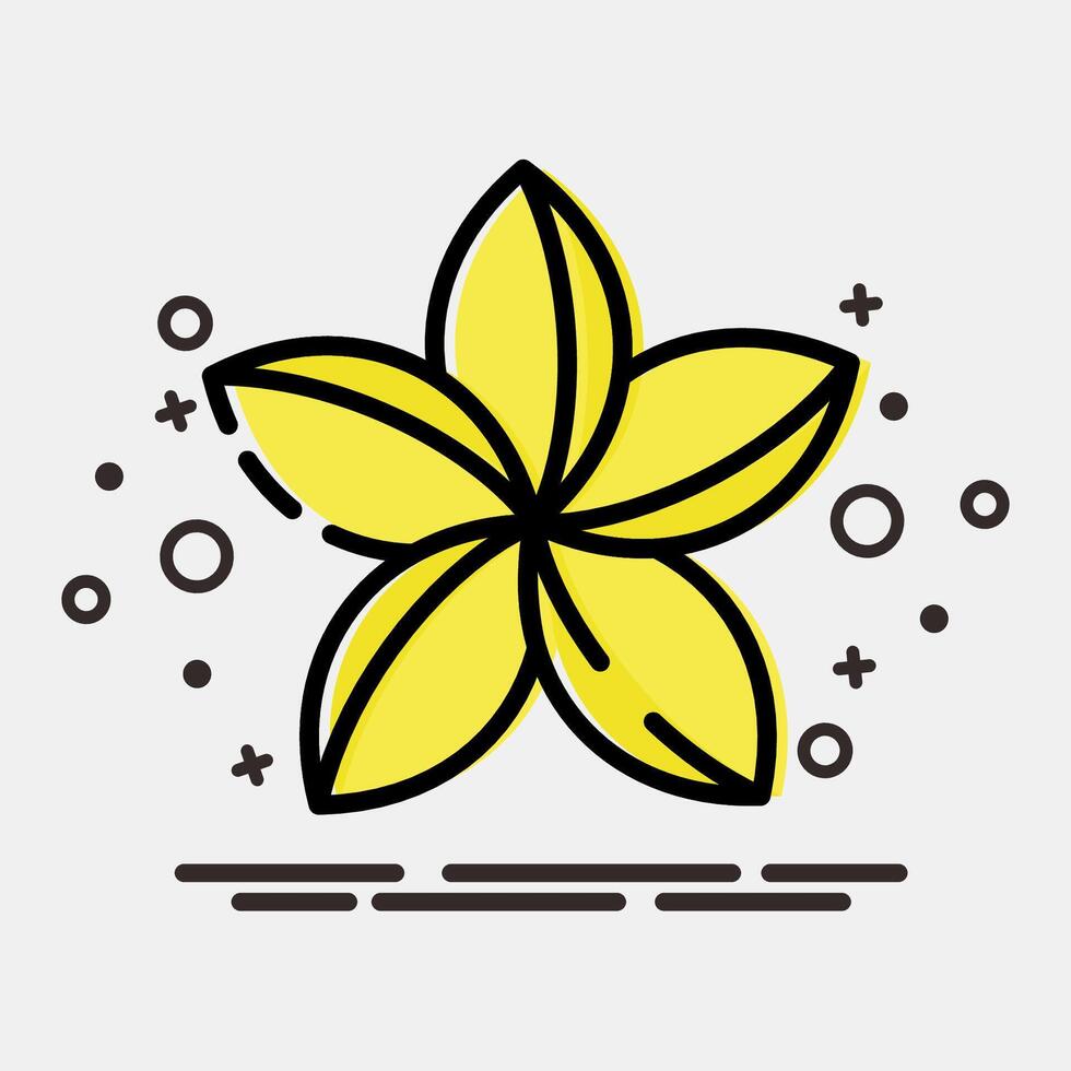 Icon plumeria. Beautiful flowers elements. Icon in MBE style. vector