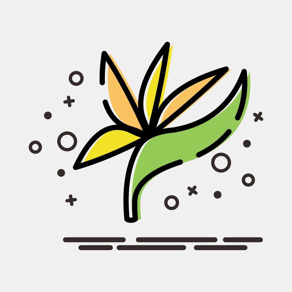 Icon bird of paradise. Beautiful flowers elements. Icon in MBE style. vector