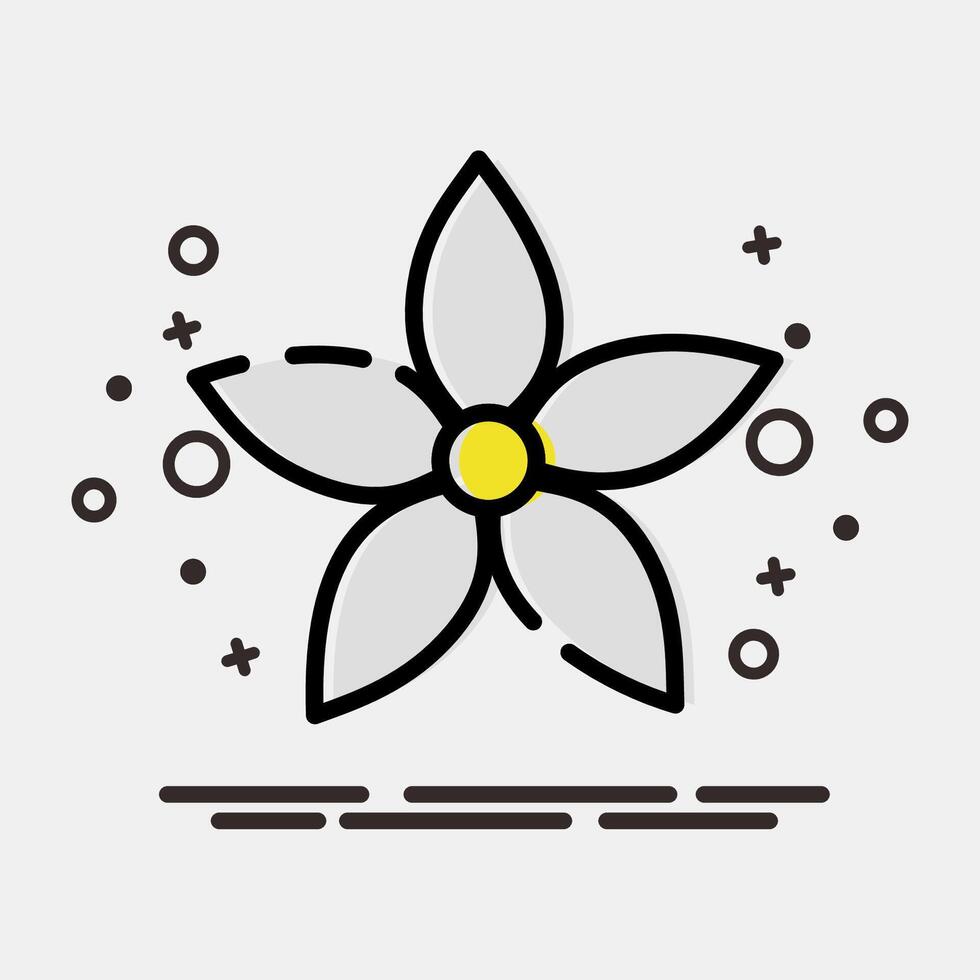 Icon jasmine. Beautiful flowers elements. Icon in MBE style. vector