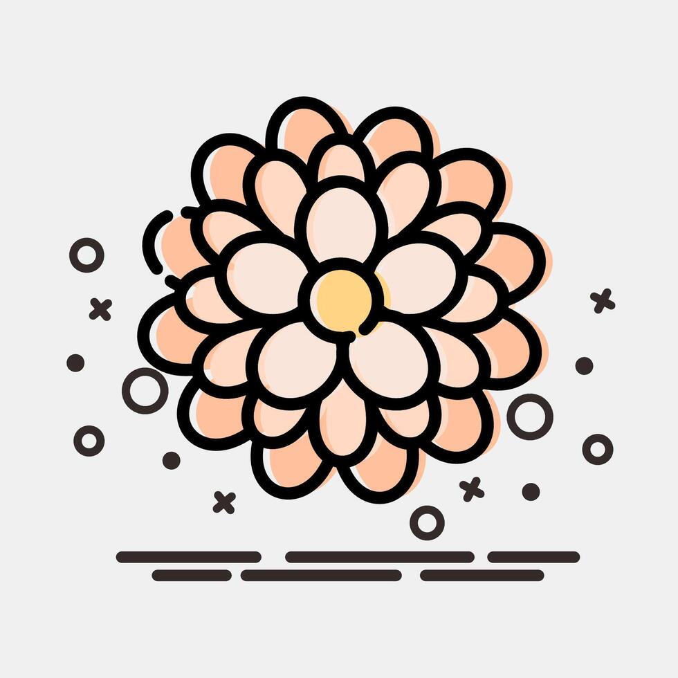 Icon dahlia. Beautiful flowers elements. Icon in MBE style. vector