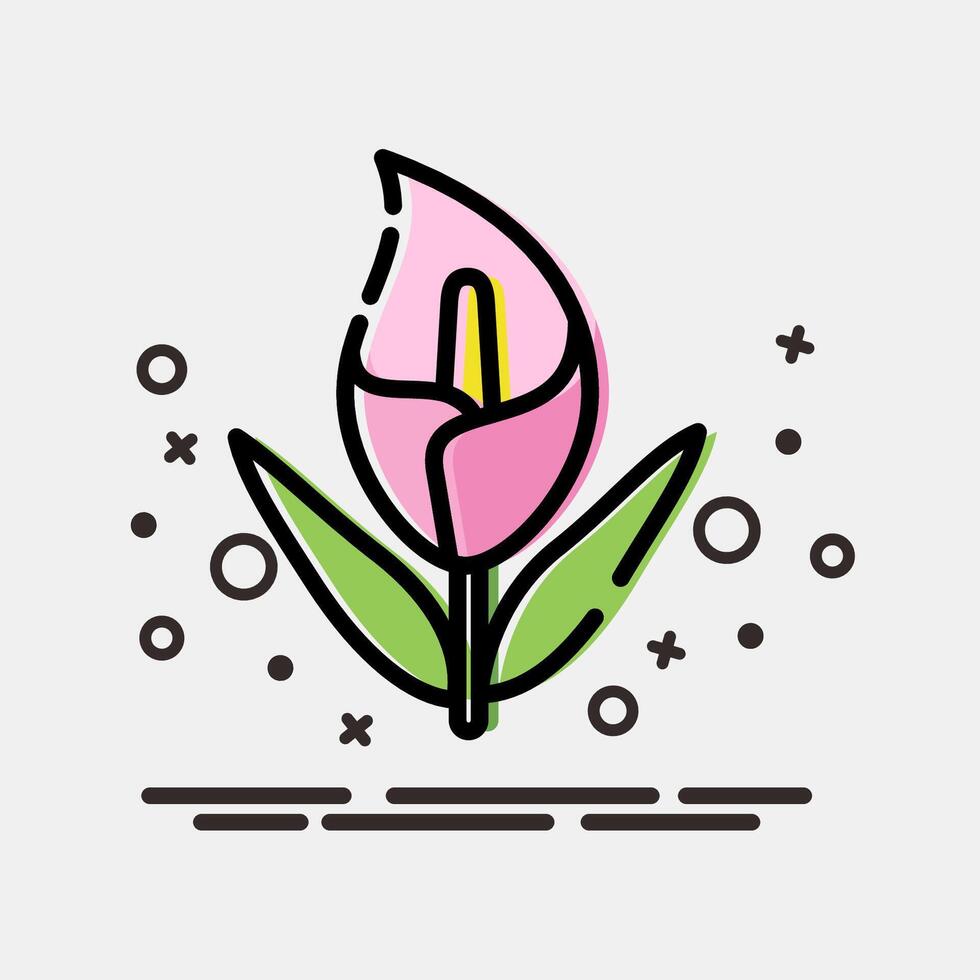 Icon calla lily. Beautiful flowers elements. Icon in MBE style. vector