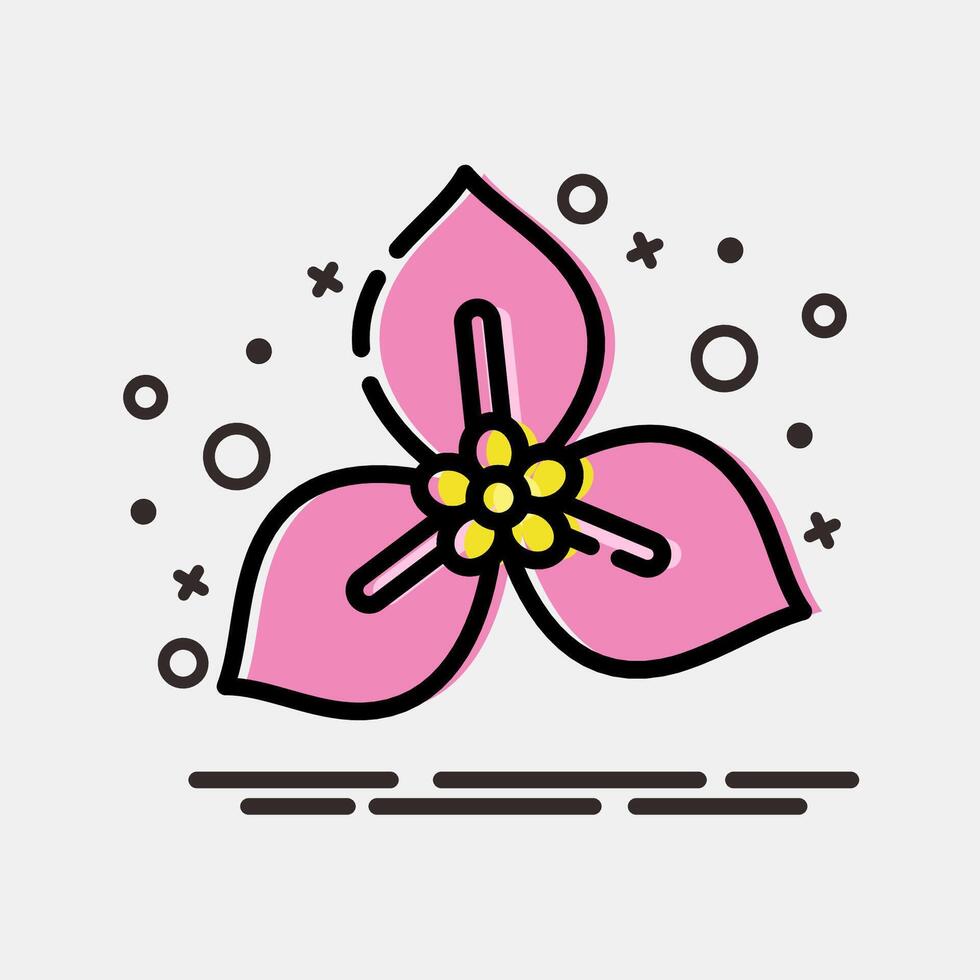 Icon bougenville. Beautiful flowers elements. Icon in MBE style. vector