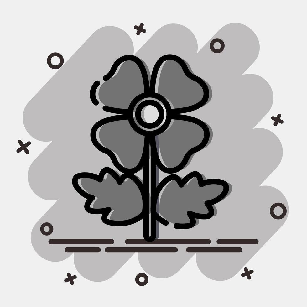 Icon poppy. Beautiful flowers elements. Icon in comic style. vector