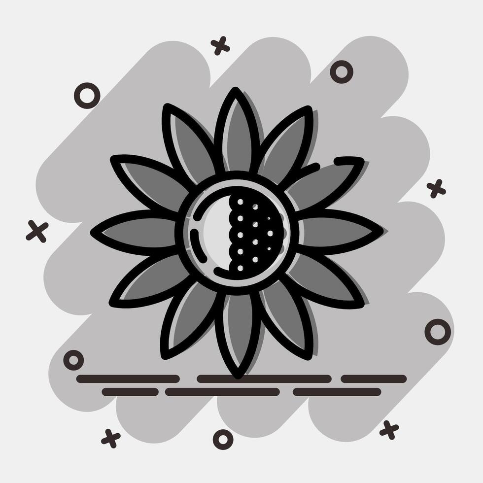 Icon sun flower. Beautiful flowers elements. Icon in comic style. vector