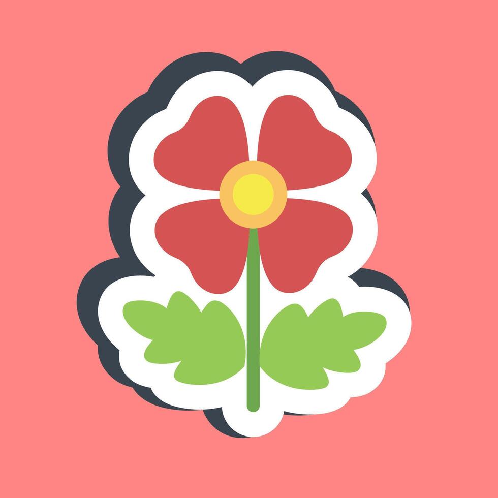 Sticker poppy. Beautiful flowers elements. vector