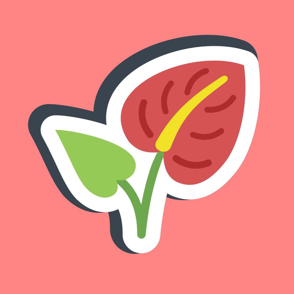 Sticker anthurium. Beautiful flowers elements. vector