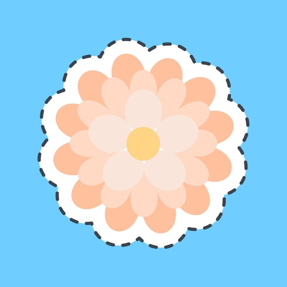Cutting line sticker dahlia. Beautiful flowers elements. vector