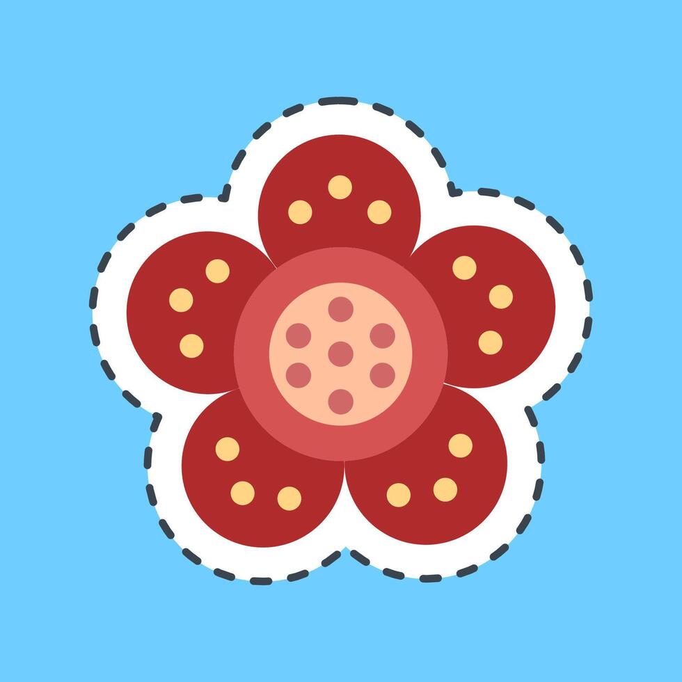 Cutting line sticker rafflesia. Beautiful flowers elements. vector