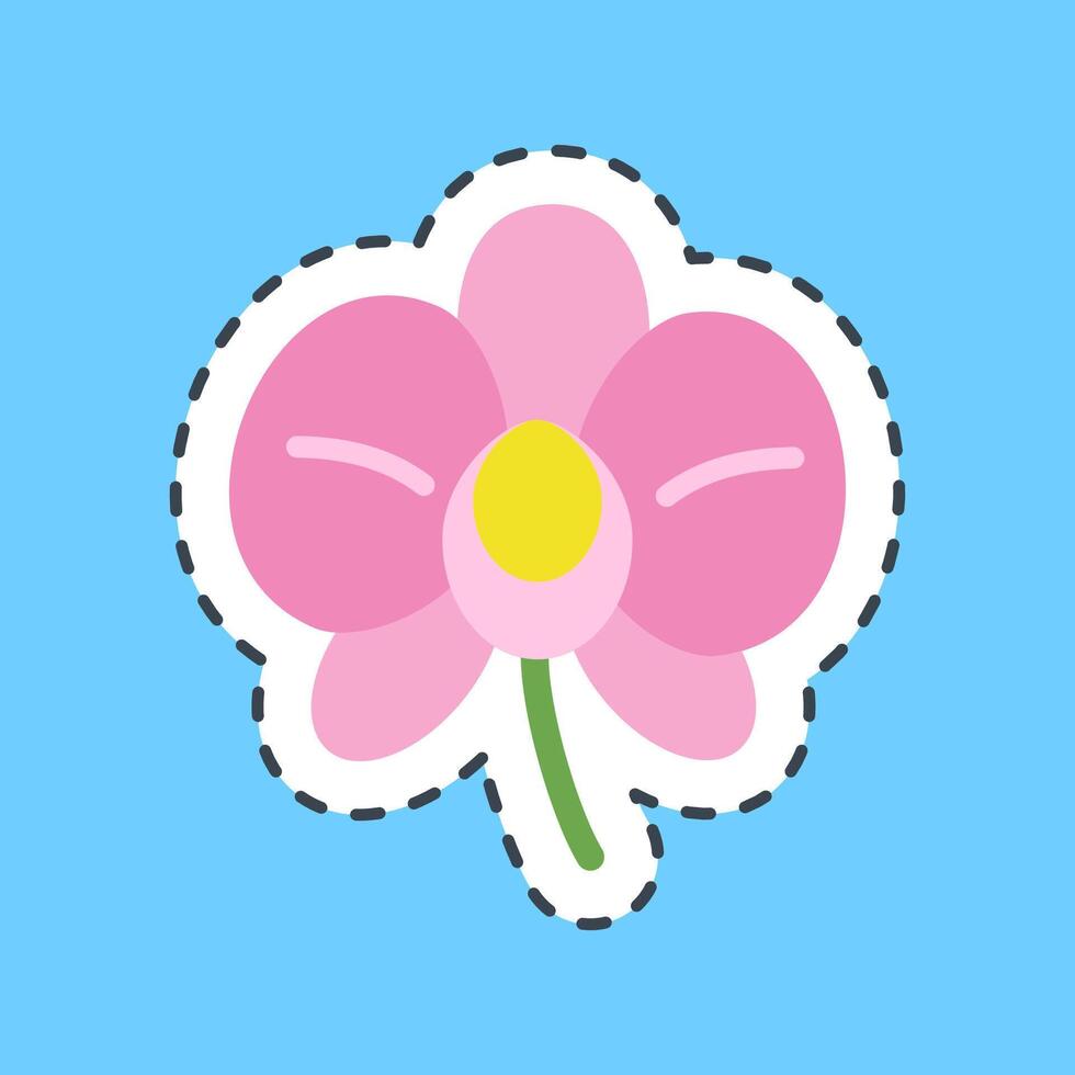 Cutting line sticker orchid. Beautiful flowers elements. vector