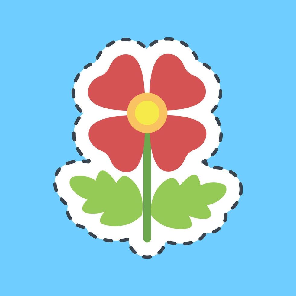 Cutting line sticker poppy. Beautiful flowers elements. vector