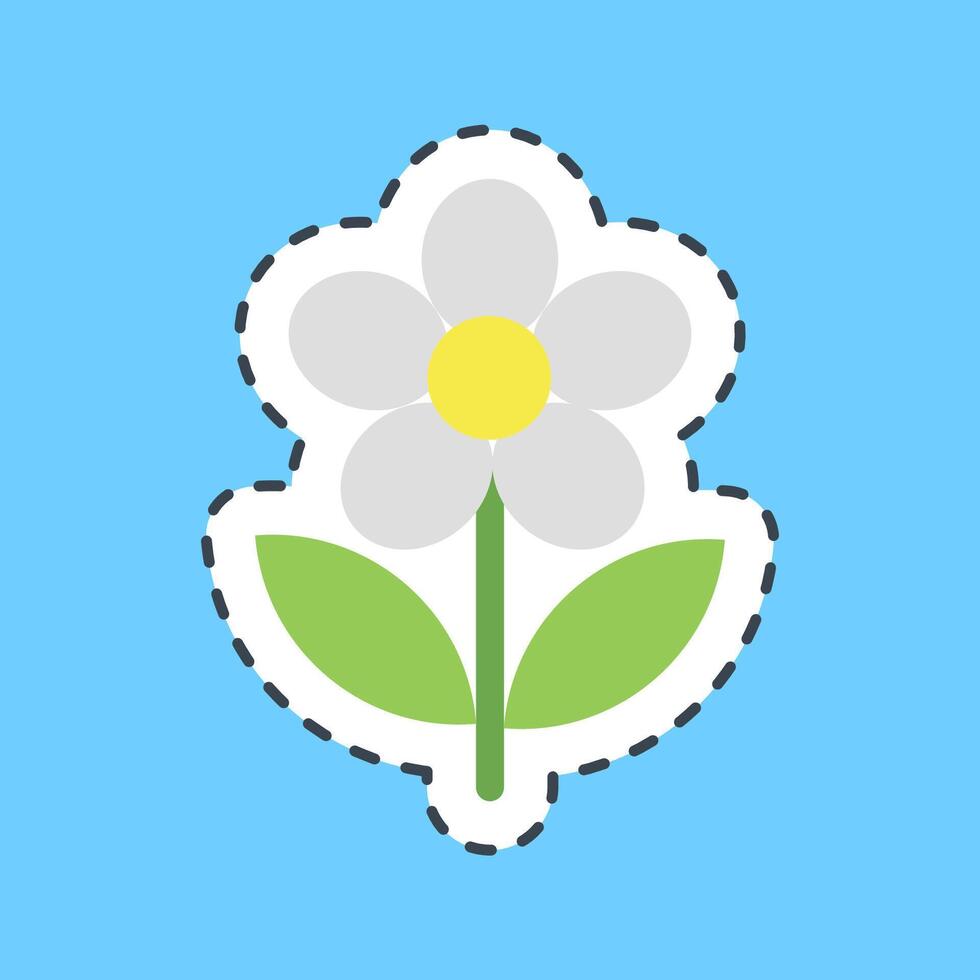 Cutting line sticker daisy. Beautiful flowers elements. vector