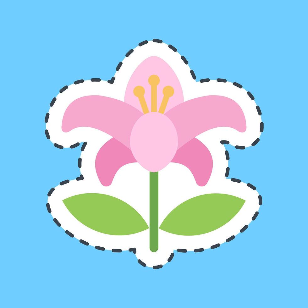 Cutting line sticker lily. Beautiful flowers elements. vector