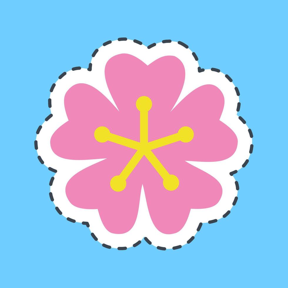 Cutting line sticker sakura. Beautiful flowers elements. vector