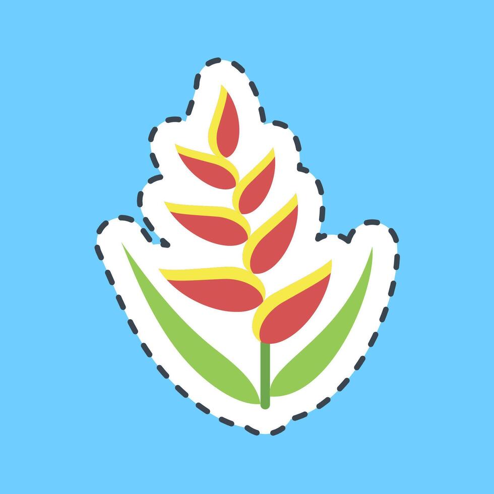 Cutting line sticker heliconia. Beautiful flowers elements. vector