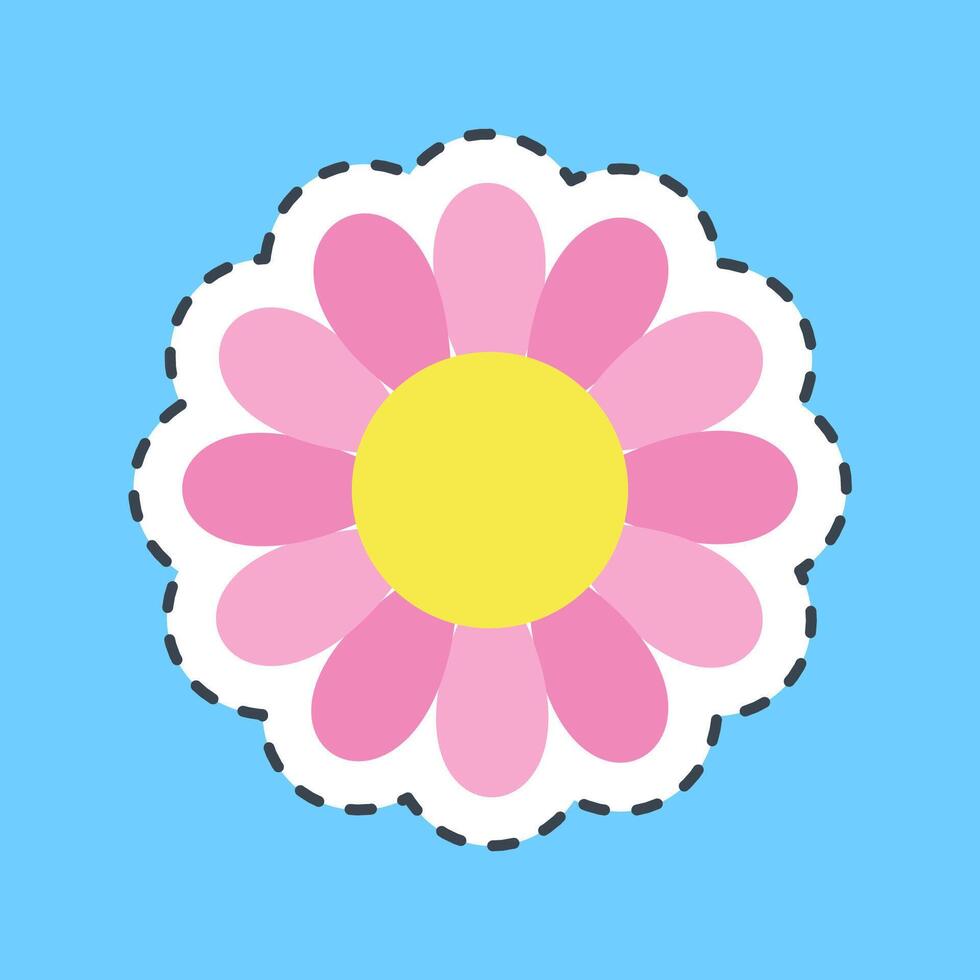 Cutting line sticker aster. Beautiful flowers elements. vector