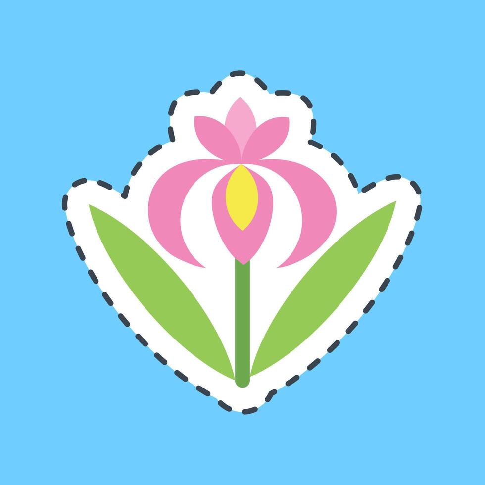 Cutting line sticker iris. Beautiful flowers elements. vector