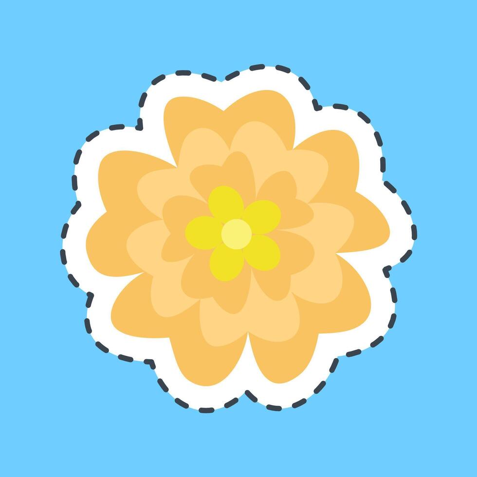 Cutting line sticker marigold. Beautiful flowers elements. vector
