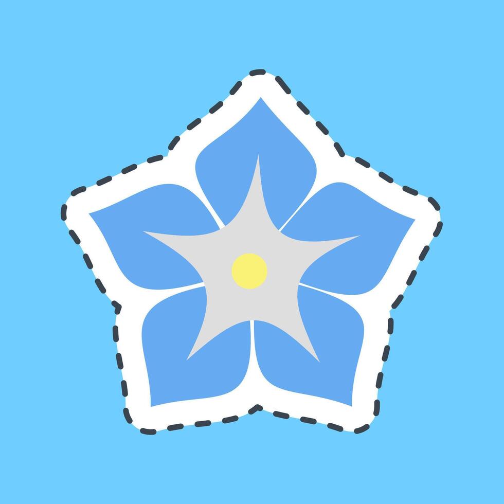 Cutting line sticker morning glory. Beautiful flowers elements. vector