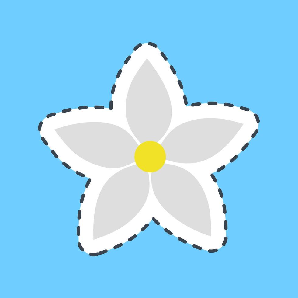 Cutting line sticker jasmine. Beautiful flowers elements. vector