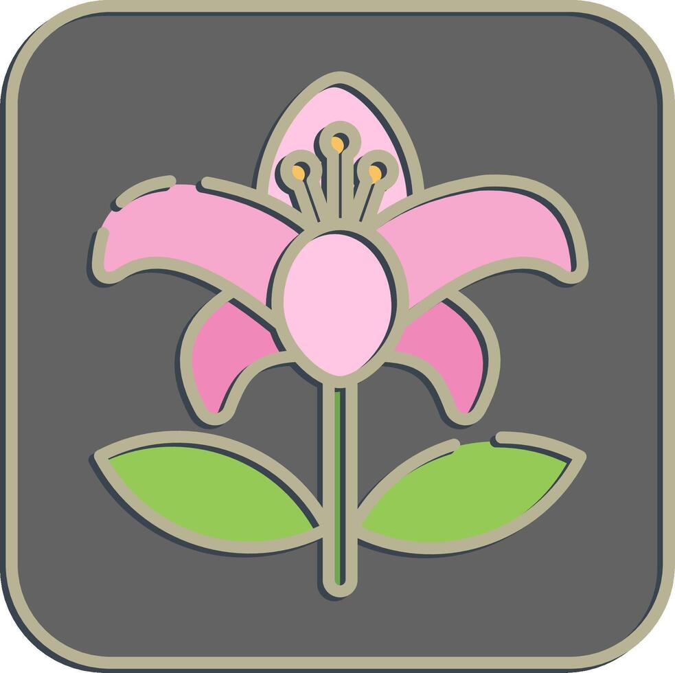 Icon lily. Beautiful flowers elements. Icon in embossed style. vector