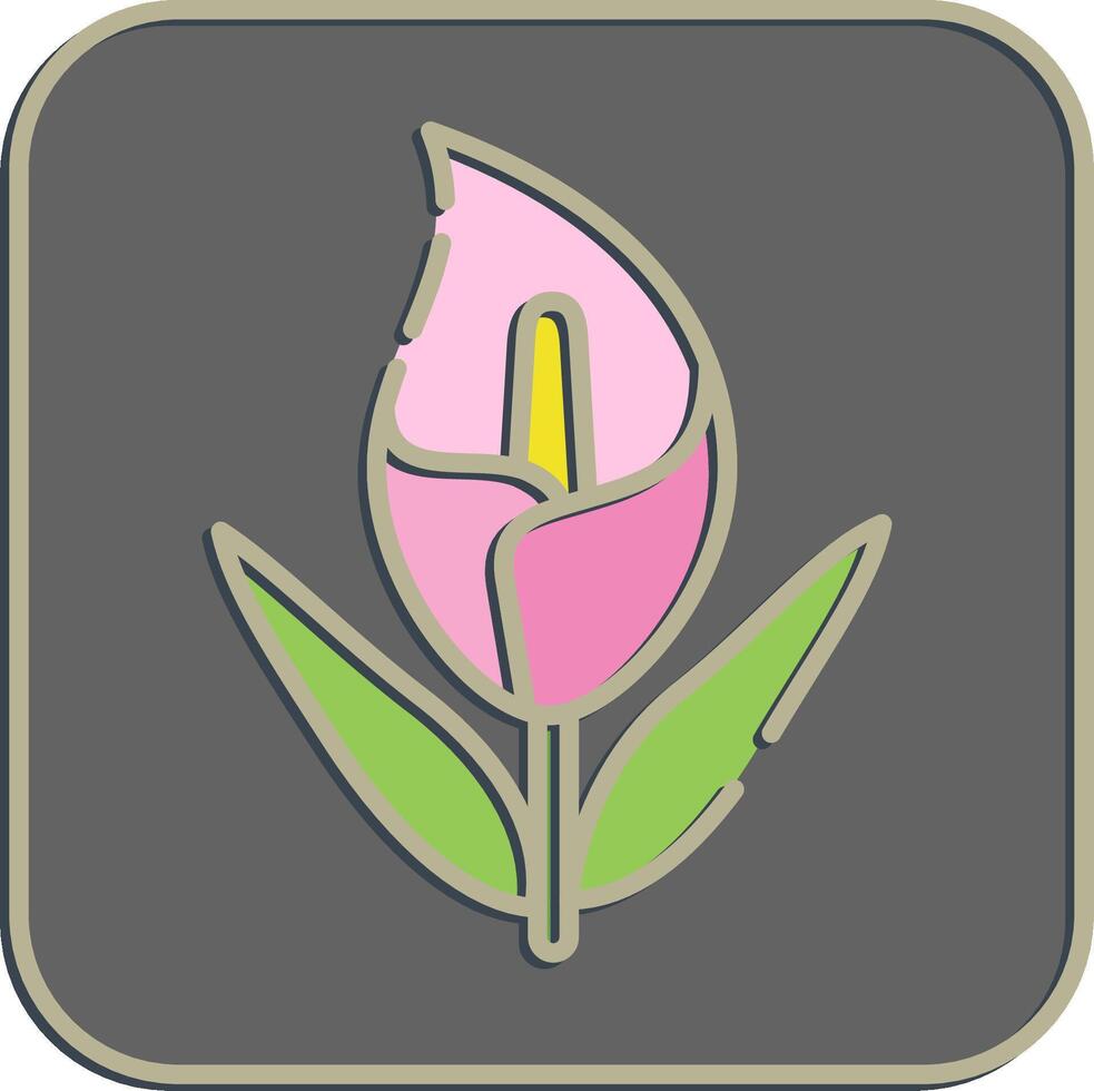 Icon calla lily. Beautiful flowers elements. Icon in embossed style. vector
