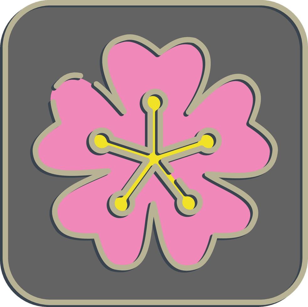 Icon sakura. Beautiful flowers elements. Icon in embossed style. vector