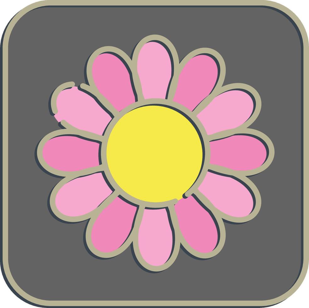 Icon aster. Beautiful flowers elements. Icon in embossed style. vector