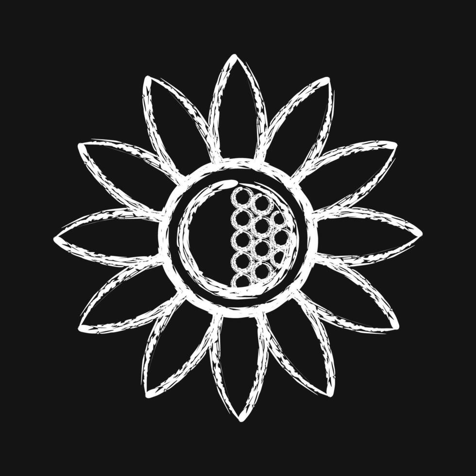 Icon sun flower. Beautiful flowers elements. Icon in chalk style. vector