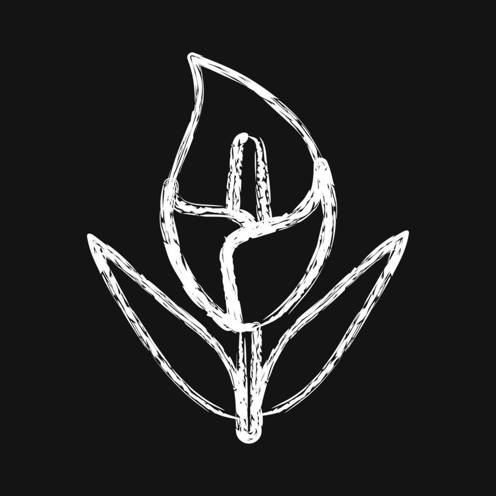 Icon calla lily. Beautiful flowers elements. Icon in chalk style. vector