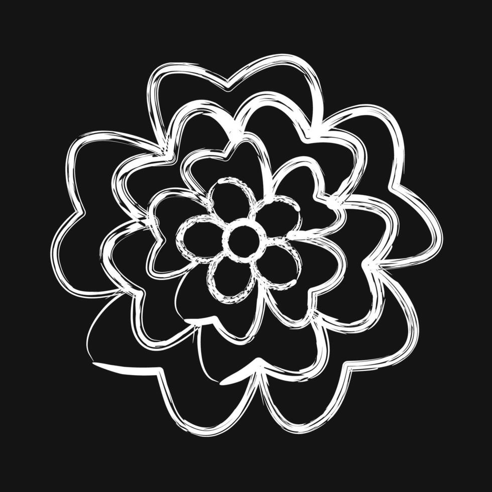 Icon marigold. Beautiful flowers elements. Icon in chalk style. vector