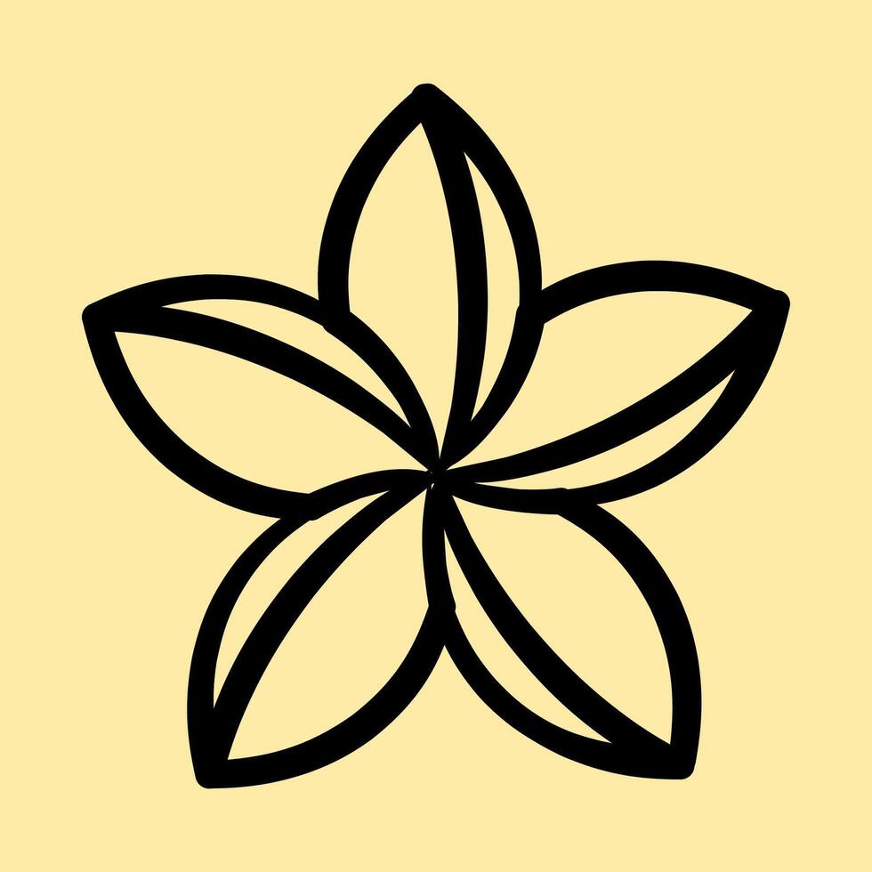 Icon plumeria. Beautiful flowers elements. Icon in hand drawn style. vector