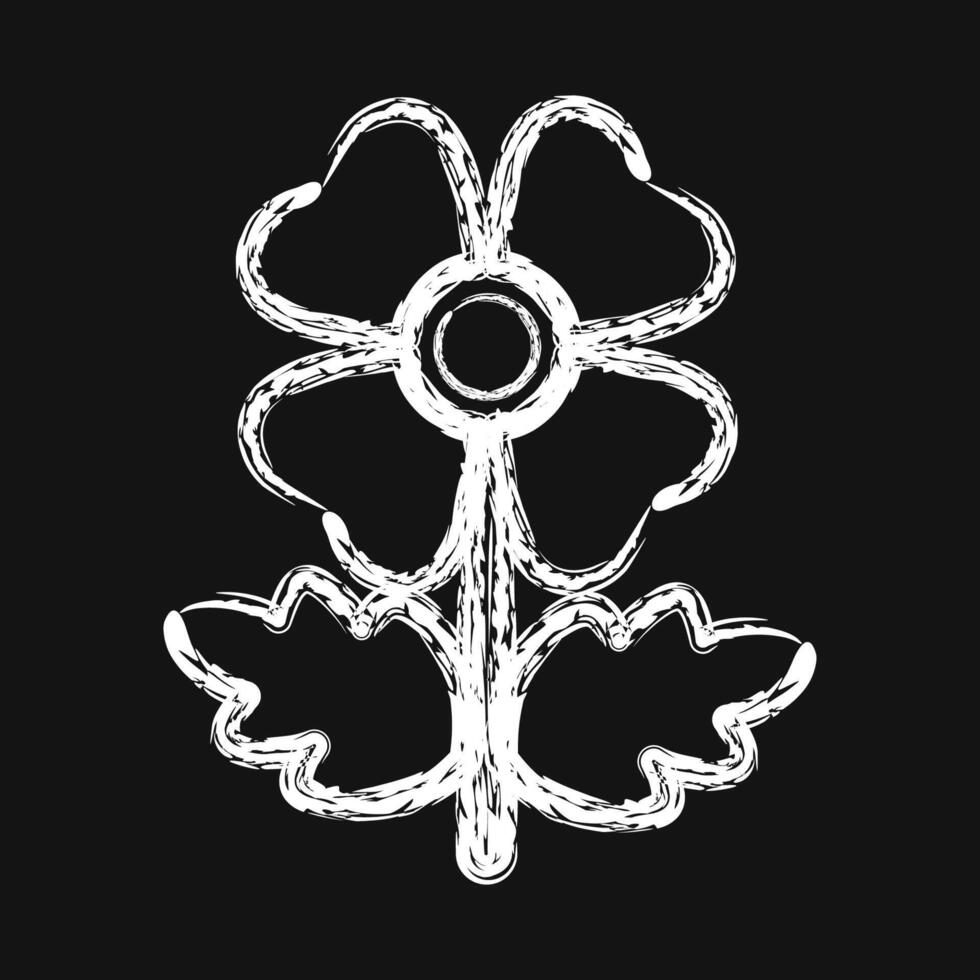 Icon poppy. Beautiful flowers elements. Icon in chalk style. vector