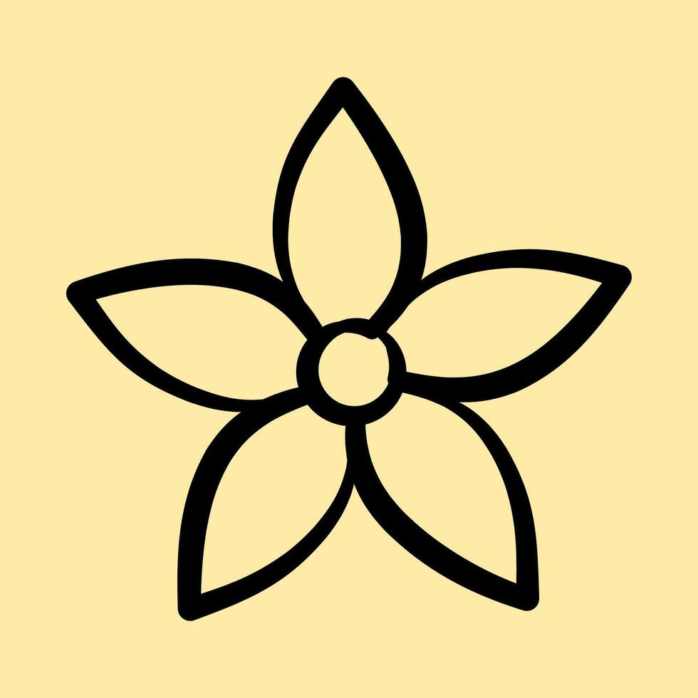 Icon jasmine. Beautiful flowers elements. Icon in hand drawn style. vector