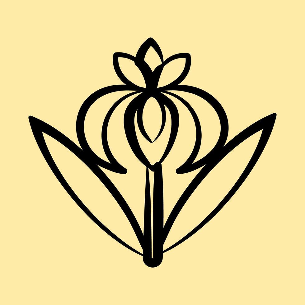 Icon iris. Beautiful flowers elements. Icon in hand drawn style. vector