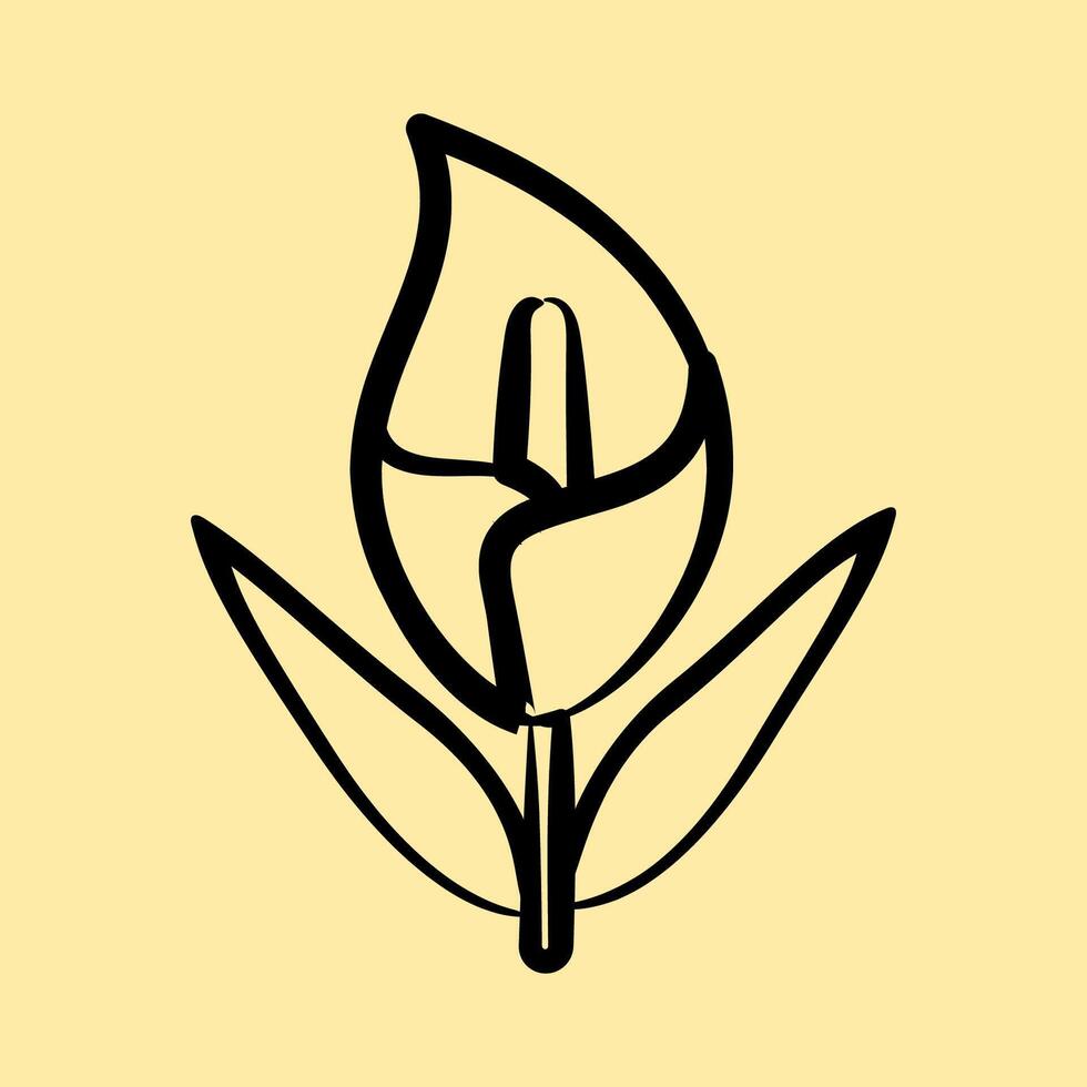 Icon calla lily. Beautiful flowers elements. Icon in hand drawn style. vector
