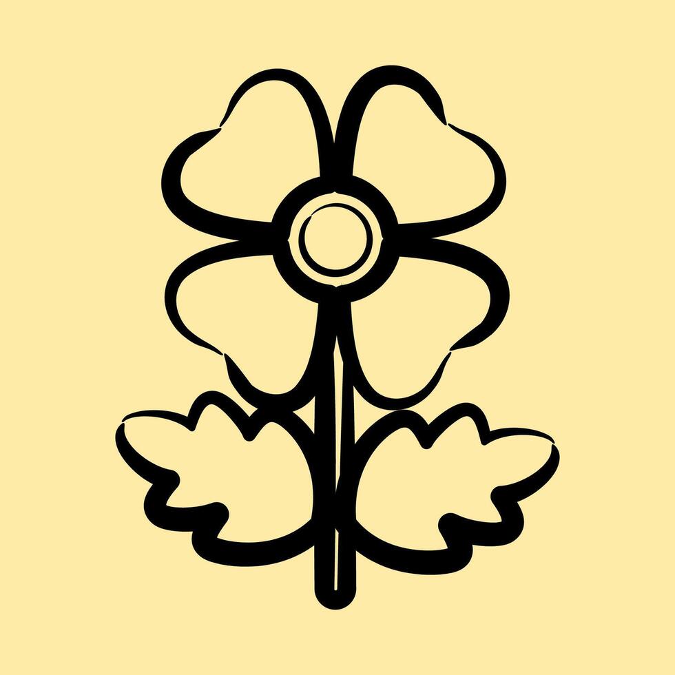 Icon poppy. Beautiful flowers elements. Icon in hand drawn style. vector