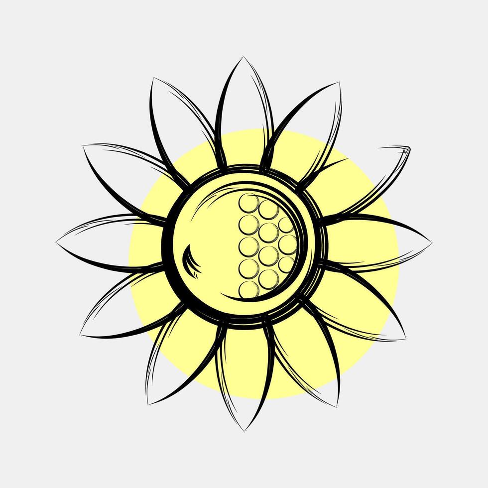 Icon sun flower. Beautiful flowers elements. Icon in color spot style. vector