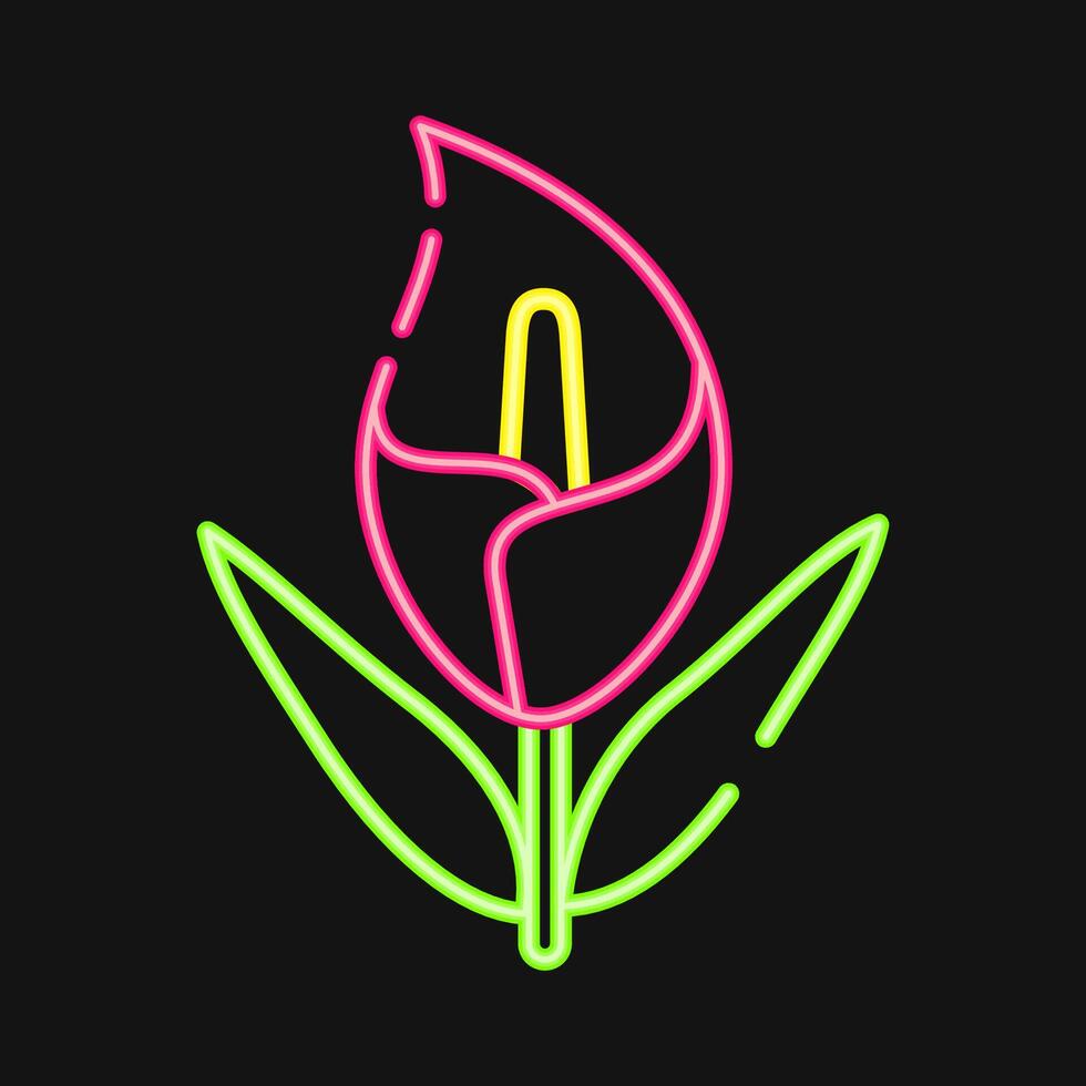 Icon calla lily. Beautiful flowers elements. Icon in neon style. vector