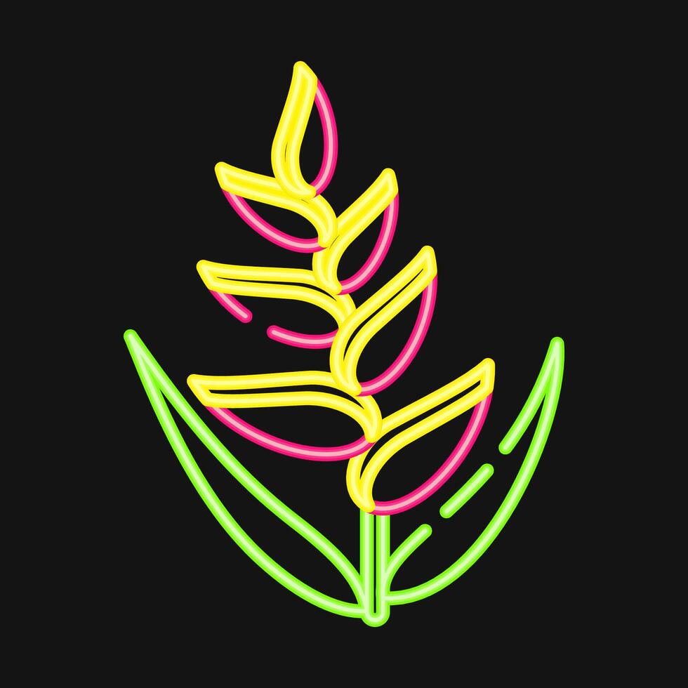 Icon heliconia. Beautiful flowers elements. Icon in neon style. vector