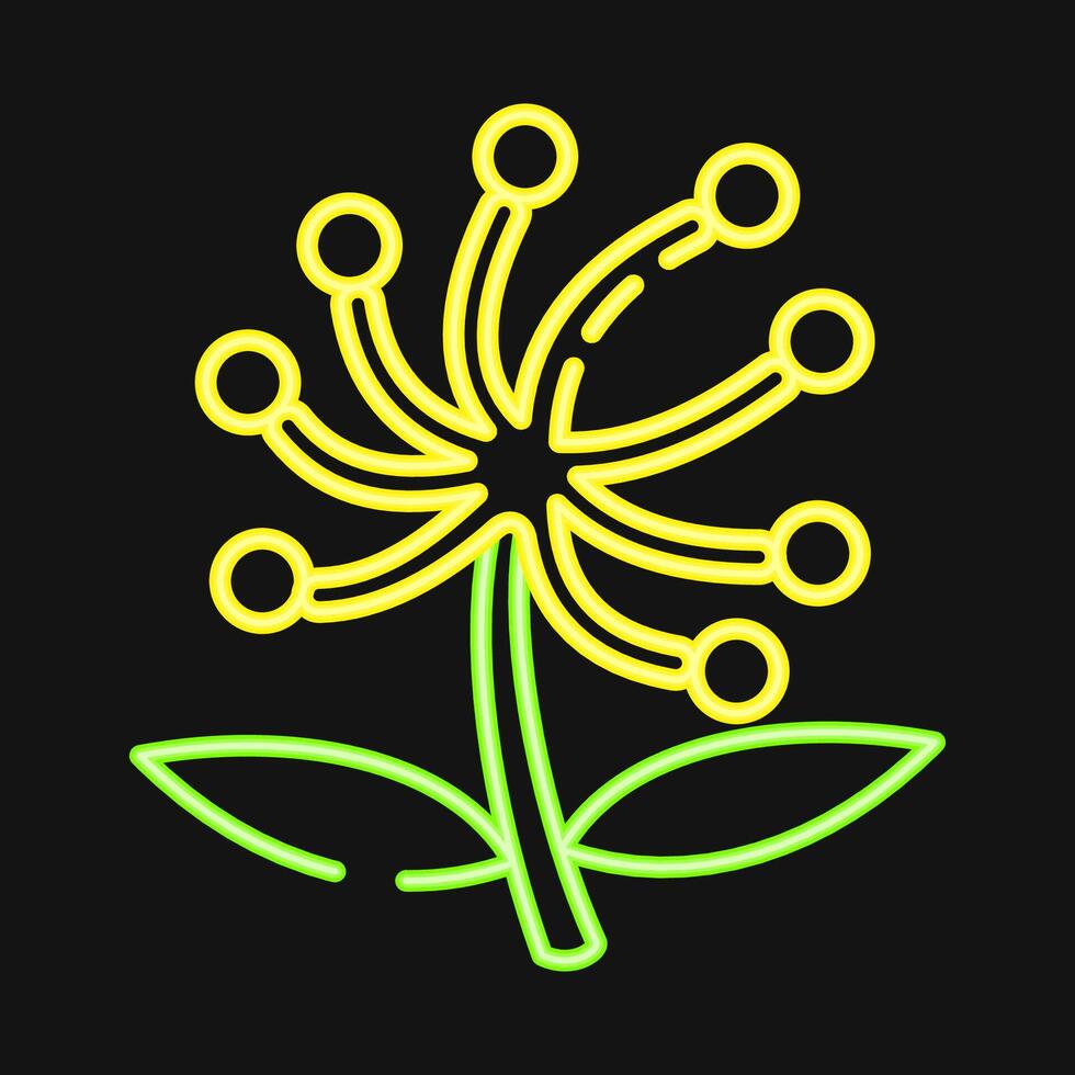 Icon dandelion. Beautiful flowers elements. Icon in neon style. vector