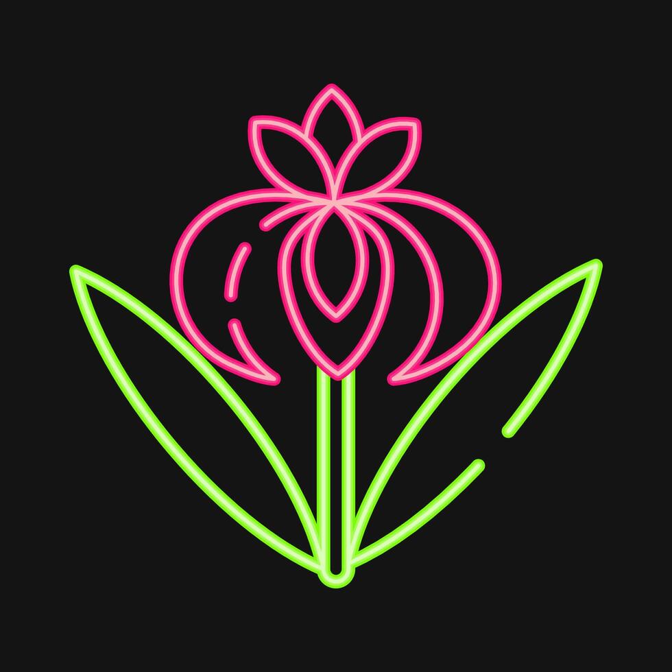 Icon iris. Beautiful flowers elements. Icon in neon style. vector