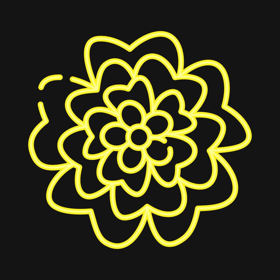Icon marigold. Beautiful flowers elements. Icon in neon style. vector