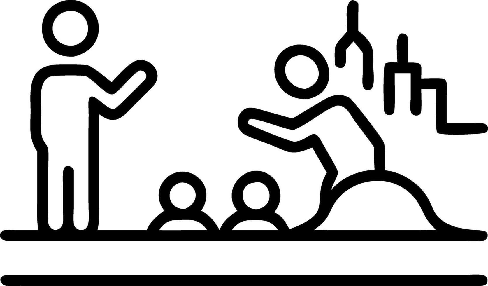 Family harvesting rooftop vegetables with city skyline in background vector