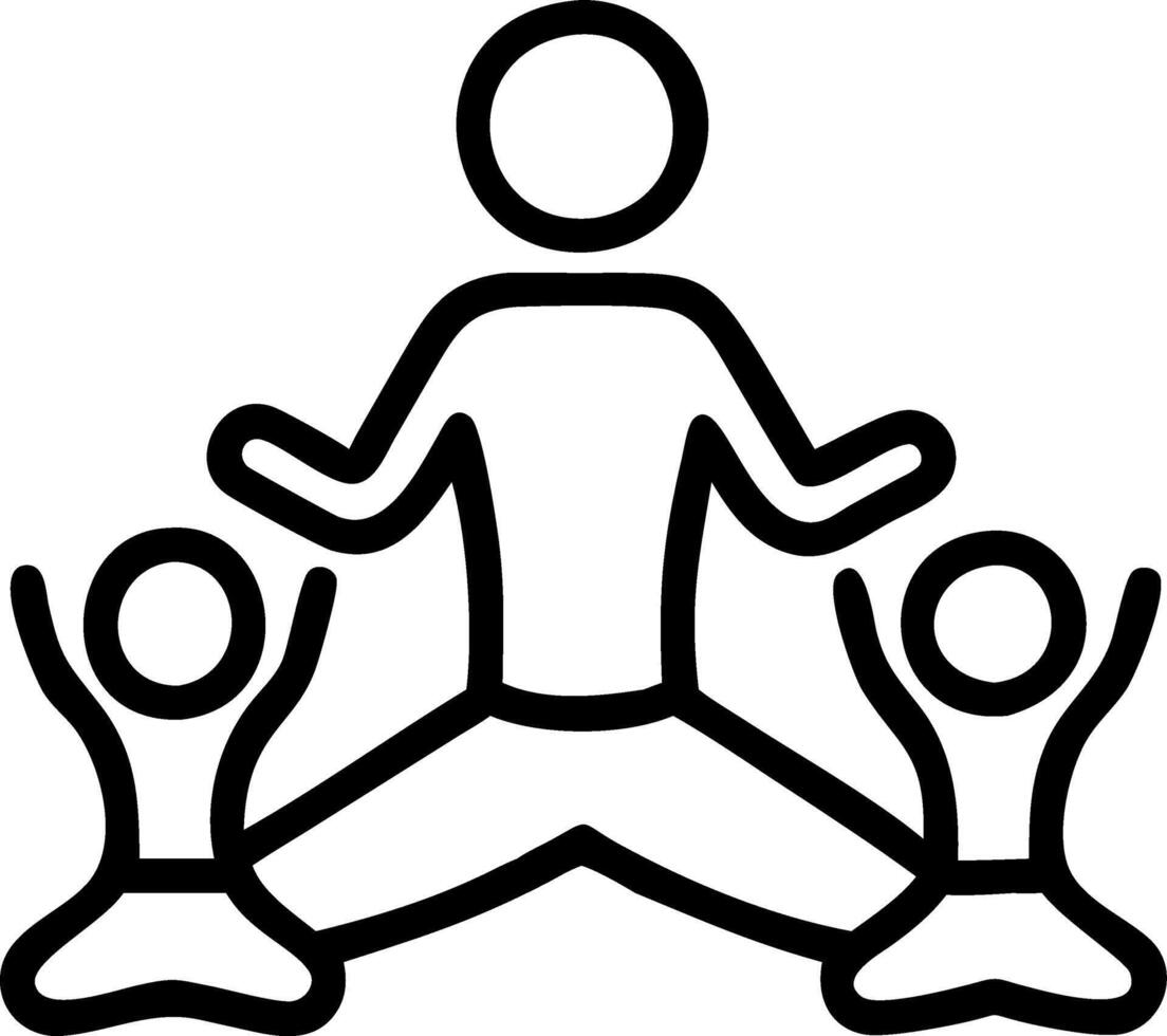 Family doing yoga together capturing peaceful joy and connection close up macro with copy space below. vector