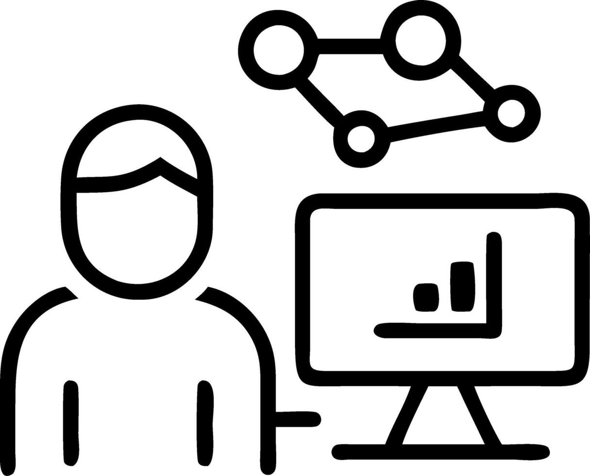 Environment shot of a data scientist using collaborative AI tools in a research lab with copy space vector
